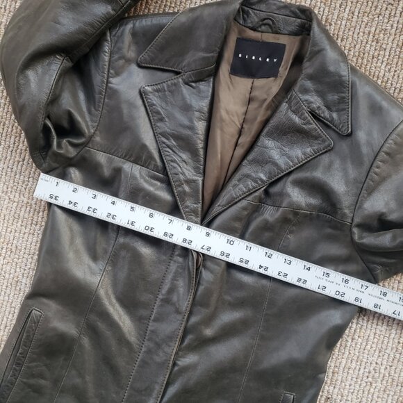 Sisley Vintage Distressed Leather Trench Coat Women's 40 IT (4 US) Brown Gray - Picture 11 of 13